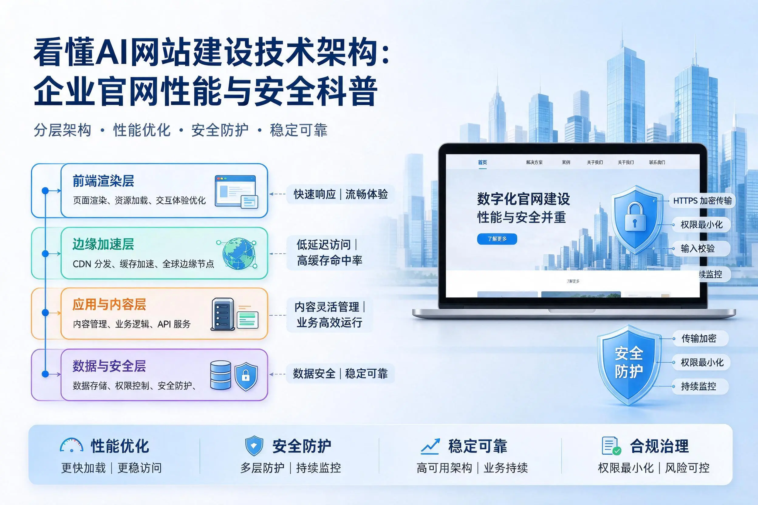 看懂AI网站建设技术架构:金华企业官网性能与安全科普