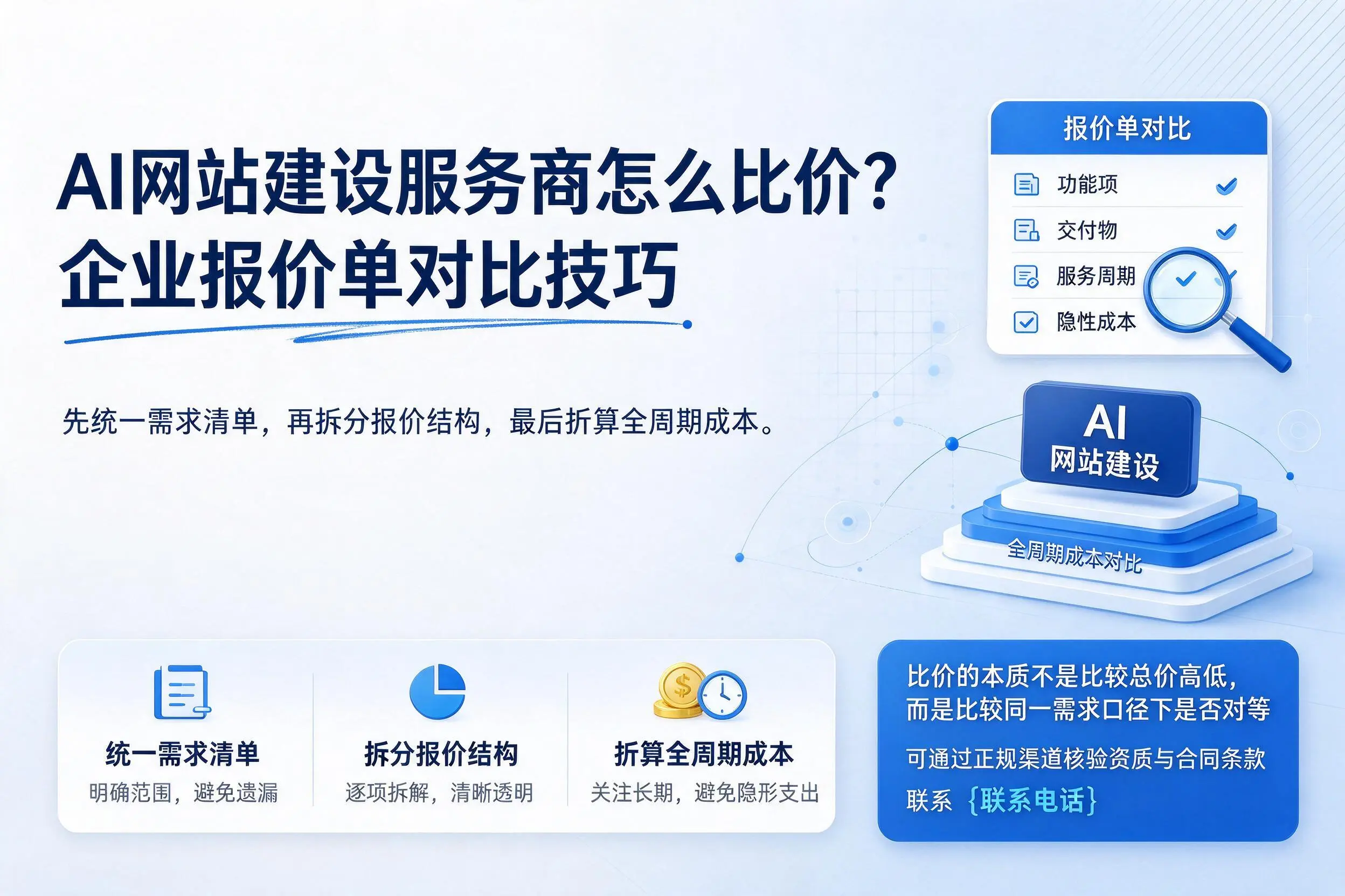 AI网站建设服务商怎么比价?金华企业报价单对比技巧