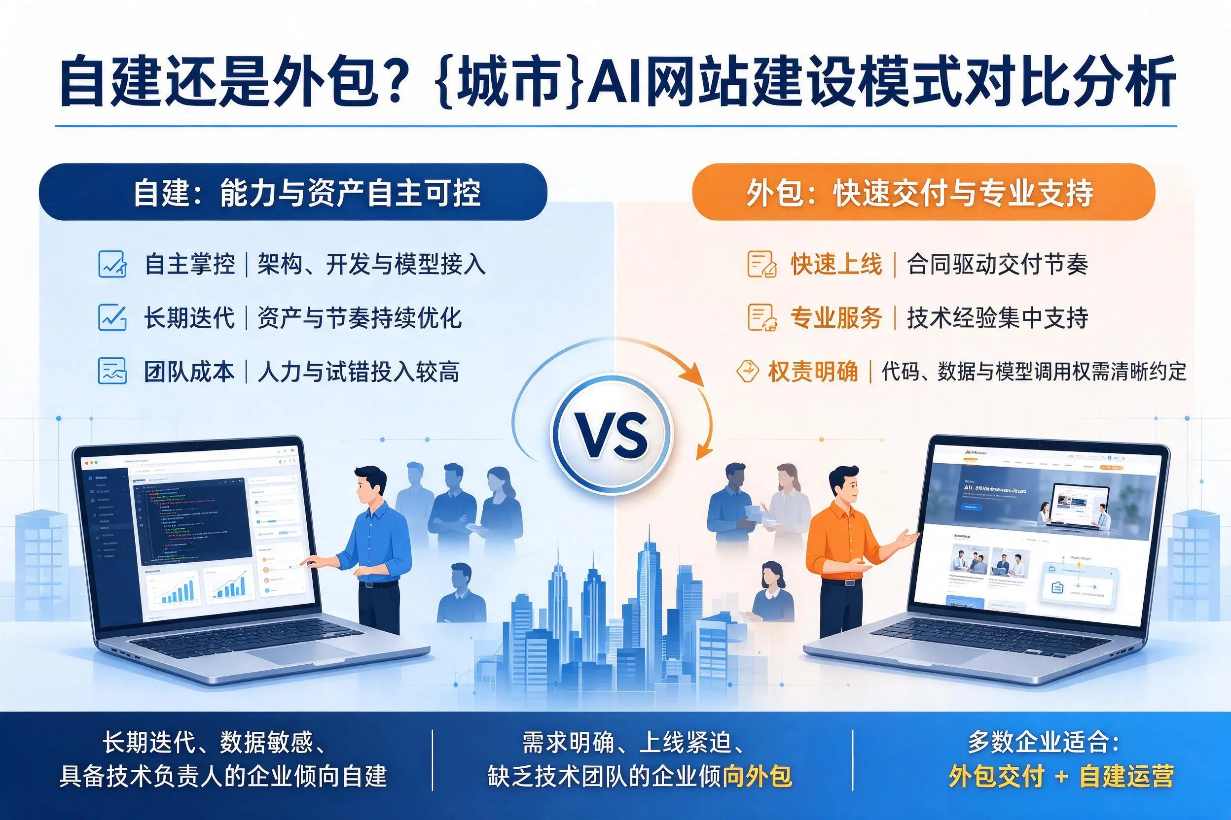 自建还是外包?金华AI网站建设模式对比分析