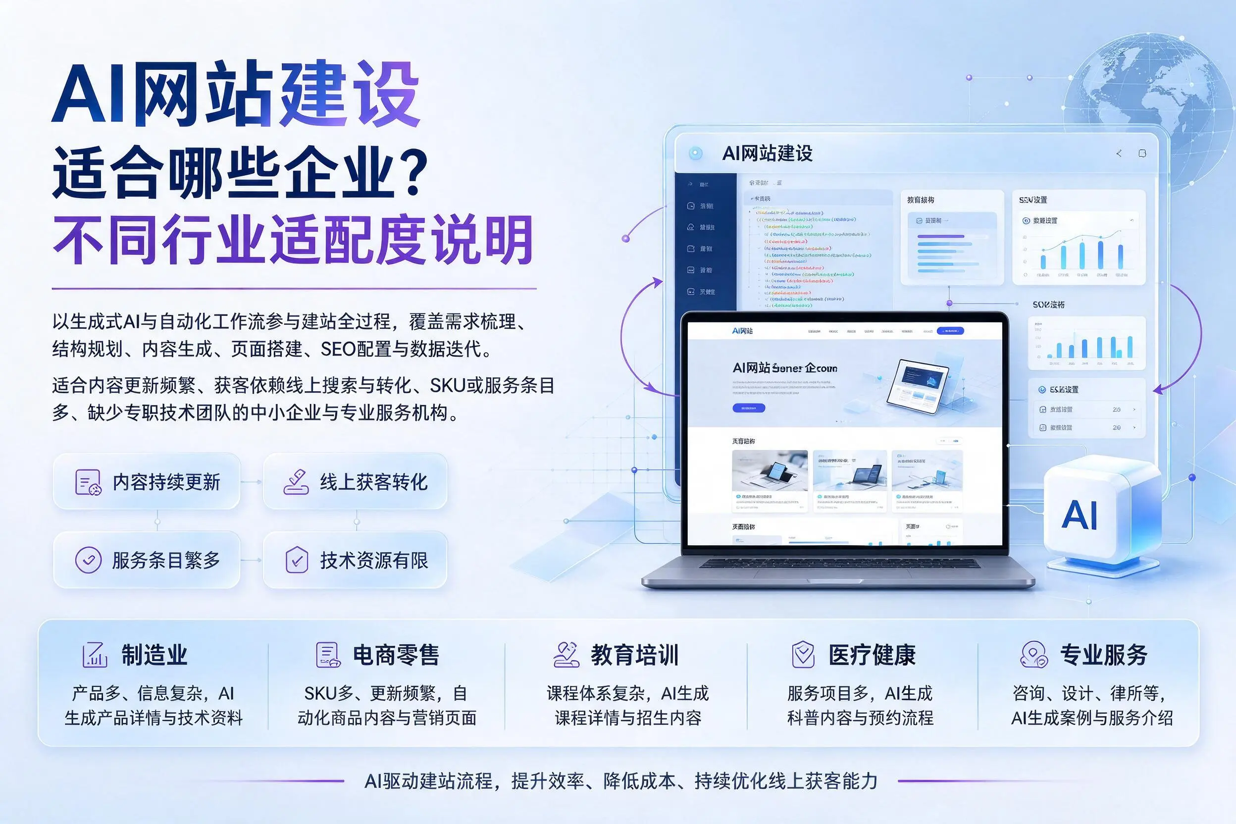 AI网站建设适合哪些企业？金华不同行业适配度说明